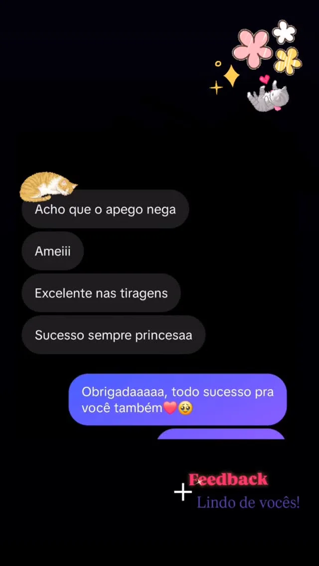 Captura de uma consulente elogiando as tiragens